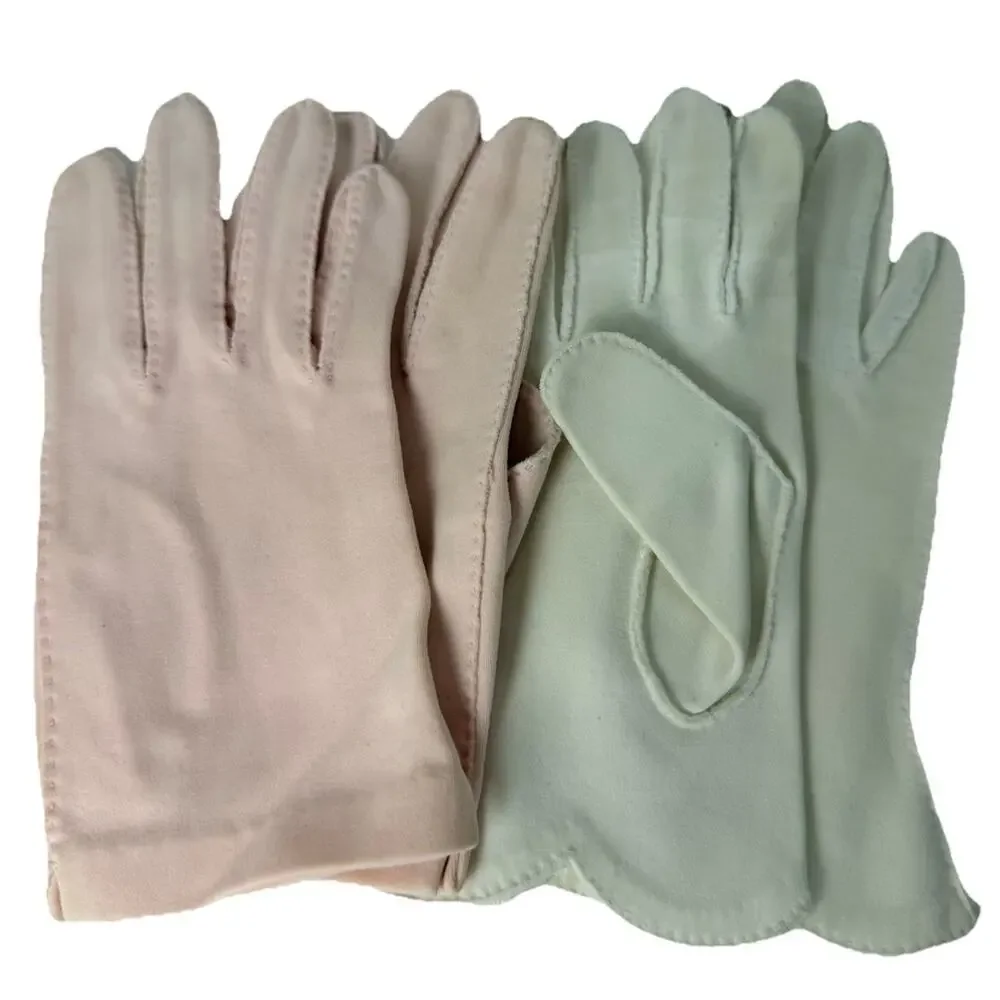 Vintage Ladies Gloves Lot 7 Pairs Leather/Cotton Sz 6 & 6.5 Black, White & Pink